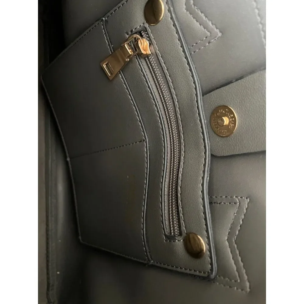 Urban Expressions Georgia Satchel in faux smooth gray leather